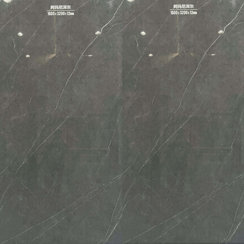 Large Size Porcelain Wall Panel Artificial Armani Dark Grey Sintered Stone Slabs