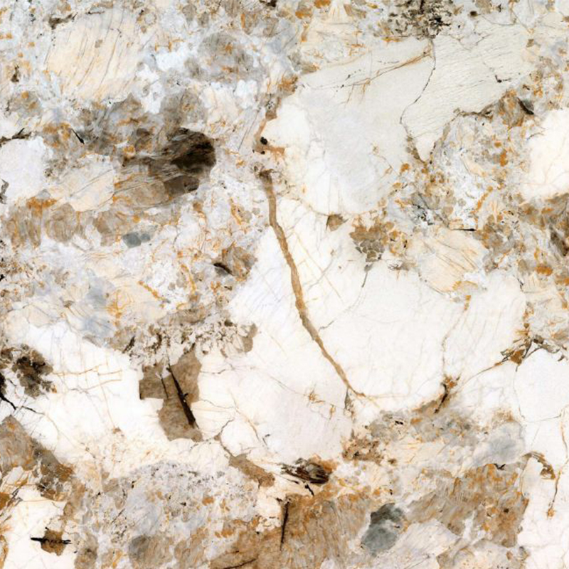 9MM Modern Design Golden Pattern on White Background Sintered Stone Porcelain Slab 