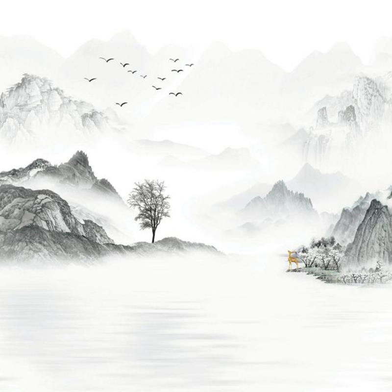 9MM Landscape Painting Animals Sintered Stone Big Slab Wall Background