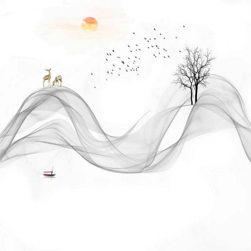 9MM Landscape Painting Series Sintered Stone Polished Slab Home Use