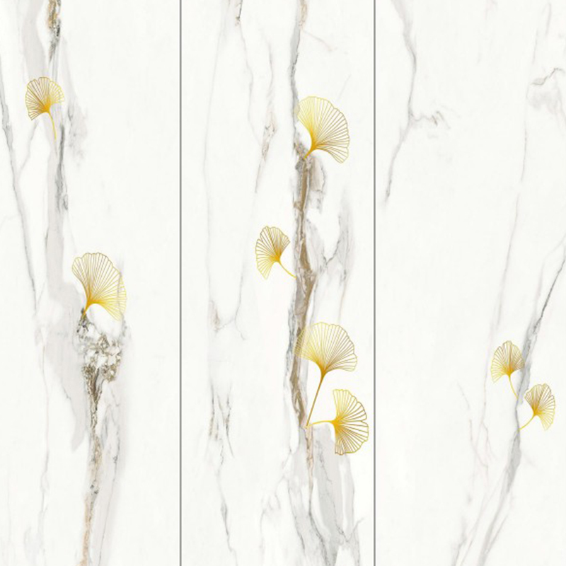 9MM Ginkgo Pattern Sintered Stone Polished Slab Home Use