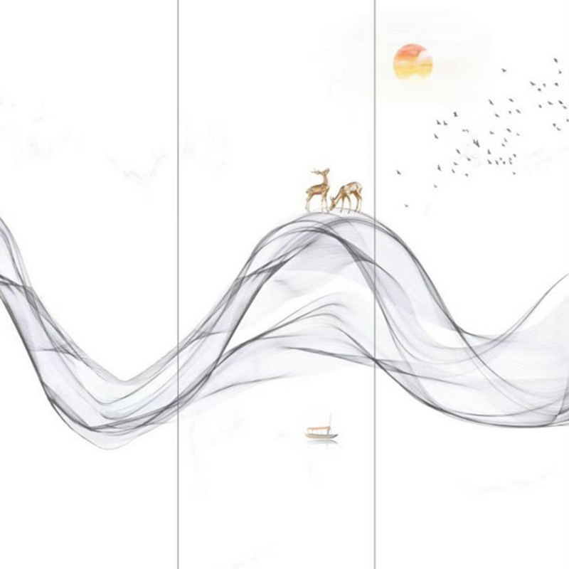 9MM Landscape Painting Animals Sintered Stone Big Slab Wall Background