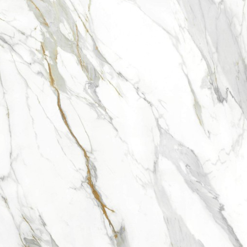 9MM Modern Golden Pattern on White Background Sintered Stone Porcelain Slab 