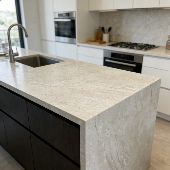 9MM Off-White Sintered Stone Slab Villa Countertop Floor Living Room