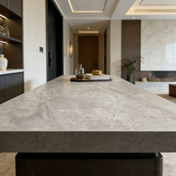 9MM Italian Grey Sintered Stone Slab Villa Countertop Floor Living Room