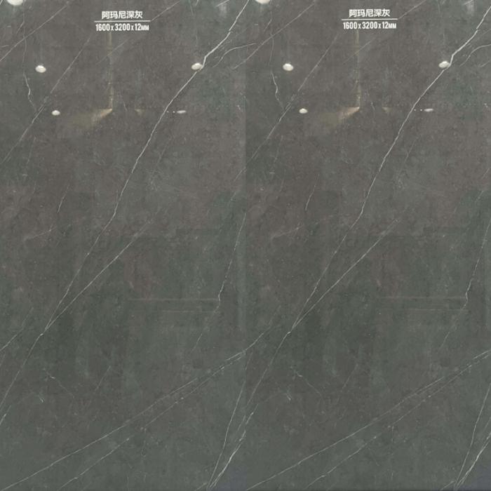 Large Size Porcelain Wall Panel Artificial Armani Dark Grey Sintered Stone Slabs