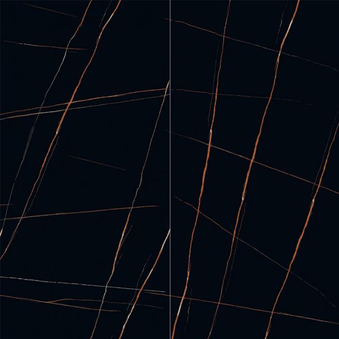 9MM Modern Design Lauren Black Gold Sintered Stone Porcelain Slab
